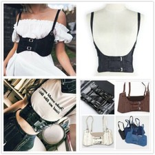 sexy Kurzweste Unterbrust Taillen Gürtel Korsett Korsage Bustier Lederlook SM