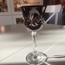 1 X Bleikristall Wein Römer Mit Dunkelrotem Überfang, 355 Gramm, H 21 Cm