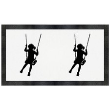 Futtermatte für Haustiere "Mädchen auf Schaukel Silhouette" (PM00032803)