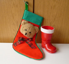 Weihnachtsstrumpf Nikolausstrumpf "Teddy" und Nikolausstiefel zum Befüllen
