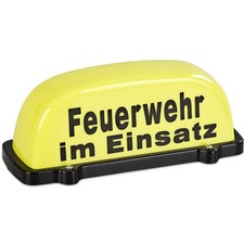 Dachaufsetzer Feuerwehr im Einsatz in gelb mit schwarzer Schrift Dach-Schild