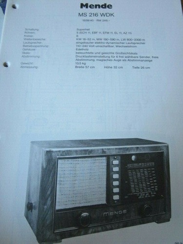 Schaltplan radio mende 216 - radio,