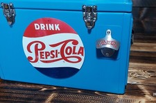 Pepsi Cola Kühlbox  25 Liter - 49x27x30cm + Pepsi Cola Flaschenöffner Alu Schild