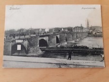 AK Dresen Augustusbrücke mit Zille Schleppdampfer darauf Kessel oder Lokomotive