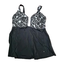 Sheego Tankini Badekleid Bademode Cup E und F schwarz weiß gemustert (748)
