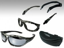Mecara Camouflage Army Sport Brille Stirnpolsterung+Stretchband+Etui Bag UV400