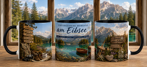 Eibsee souvenir tasse schwarz - tasse,