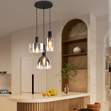 3 Flammig E27 Pendellampe ohne Glühbirnen Schwarzer Glasschirm mit Farbverlauf