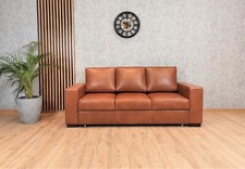 Braunes Echtleder 3 er Sofa
