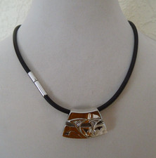 Pierre Lang Kautschukkette schwarz silberfarben ca. 46  cm  gut erhalten