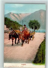 13078072 - Lugano Tiergespann , Bauernwagen, gute Erhaltung AK