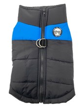 Regenweste für kleine Hunde in Schwarz mit buntem Kontraststreifen