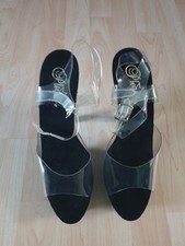 Pleaser Damen Sandalette, High Heels mit Plateau, schwarz, Größe 41