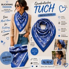 Schal Tuch Maritim Blau Weiß