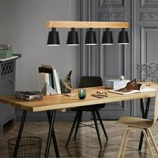 ZMH LED Hängelampe Holz Esstischleuchte Schwarz Pendelleuchte Nicht dimmbar