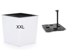 Blumentopf Pflanzkübel Hochglanz mit Einsatz & Bewässerung – Weiß XXL