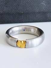 Schmuckwerk Ring Nugget NR763-ST Edelstahl 1 Goldnugget 999/- Design Schmuck