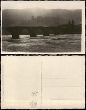 Ansichtskarte Heidelberg Brücke, Stadt im Nebel Stimmungsbild 1932