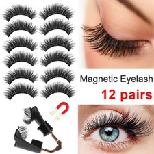 12 Stück 3D Magnet Wimpern Set Magnetische Künstliche Wimpern Mit 6 Magneten-DHL