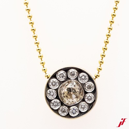 Collier kette anhänger rund - collier,
