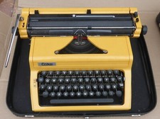 DDR Schreibmaschine Erika Kofferschreibmaschine Reiseschreibmaschine gelb orange