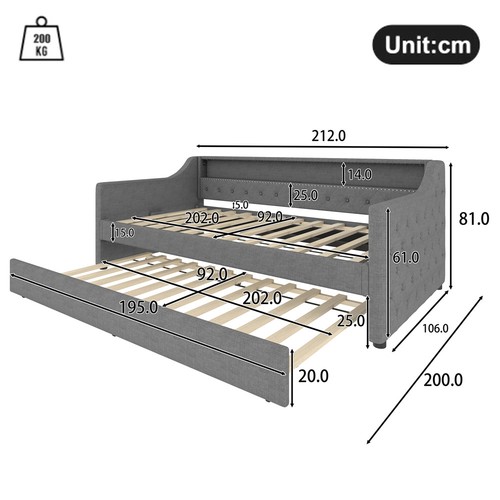 90x200cm tagesbett mit - 90x200cm,
