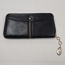 Damen Portemonnaie Schwarz – Reißverschluss – Kunstleder – Goldene Kette Vintage