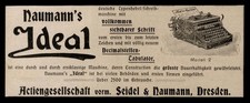 Alte Werbung Reklame 1902 Naumann`s Ideal (1) Schreibmaschine Seidel & Naumann