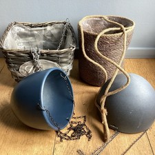 Hänge Pflanzen Töpfe Hängetopf Konvolut 4 Stück Übertopf Seegras Korb Keramik