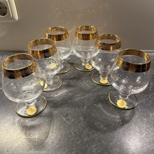 Vintage Massiv Muranoglas Сognacschwenker 6 Stück Murano Medici Goldrand Italien