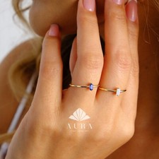 14K Gold Baguette Geburtsstein