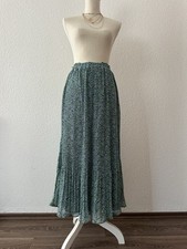 Mango Faltenrock Maxi rock Blumen Flower Print grün blau S NEU