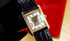 Cartier 23 x 30 mm TANK Vermeil 925 Silber 681008 TRINITY Quarz gold plated ETUI