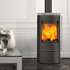 Fireplace Rondale Kaminofen Stahl Schwarz Topplatte Speckstein 5 kW Holzofen