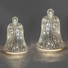 Deko-Glocke Sterne-Silber LED