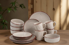 Kombiservice Sennia (16-tlg), 4 Personen, Steinzeug, Geschirr-Set, handgemalt