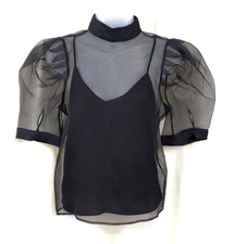 H&M transparentes Top schwarz