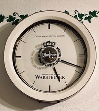 Wanduhr Kult Warsteiner Bier Party Küche Faßboden Wanddeko Weiß Holznachbildung