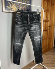 Dsquared2 Skater Jeans Schwarz Distressed Denim Jeans Hose Größe 48