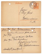 130007 - Ganzsache P 110 - Postkarte - Dornburg 29.1.1918 nach Rothenstein