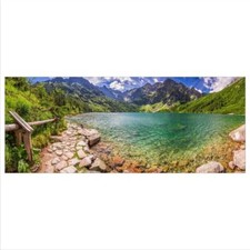 Glasbild 125x50 XL Berge Grün