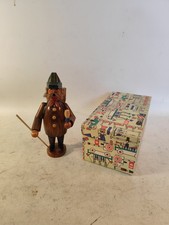 Räuchermann Waldarbeiter Holz Kiepe Hanfbart Seiffen Erzgebirge DDR Expertic OVP