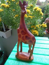 Holz Giraffe stehend Afrika Figur Schnitzerei Handarbeit Holzfigur Deko 20cm #H