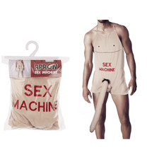 Lustige Schürze „Sex Machine“ mit 52 cm Plüsch‑Penis – 66 × 54 cm, Party & Grill