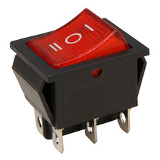 Wippenschalter, 6-polig, rote Wippe, AC 250V/10A,ON/OFF/ON