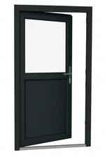 Kunststoff Nebeneingangstür 1/2 Glas Garagentür Schuppen innenöffnend anthrazit