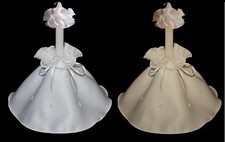 Kerzentuch Tropfschutz weiss ivory mit Perlblumen zum Kommunionkleid Anzug neu