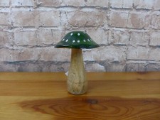 Aufsteller Deko Fliegenpilz Pilz   15 cm hoch Holz Vintage grün silber