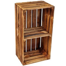 geflammte Große Holzkisten XXL mit Boden Obstkisten Weinkisten Regal Schuhregal