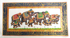 Seidenmalerei ELEFANTEN 35x18 cm Miniaturmalerei Steinfarben Elephant Chitra